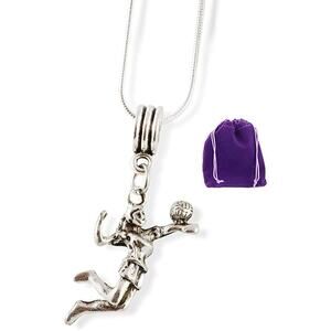 Female Volleyball Player Spiking Ball Snake Chain Necklace